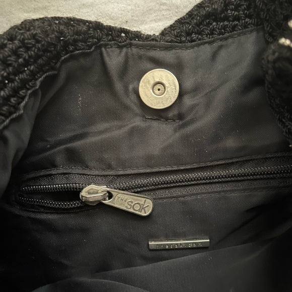 SOLD! THE SAK CLASSIC BLACK KNIT BAG - Picture 6 of 7